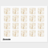 Minimaal wit ontwerp van de moderne Gold Tree Vierkante Sticker (Vel)