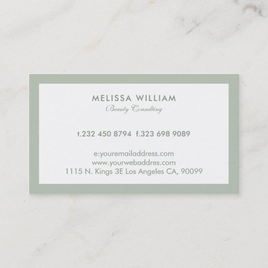 Minimaal wit & Sage-groen Visitekaartje (Achterkant)