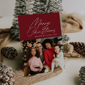 Minimaal wit script kerstkaart briefkaart