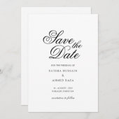 Minimaal wit script Muslim Save the Date Kaart (Voorkant / Achterkant)