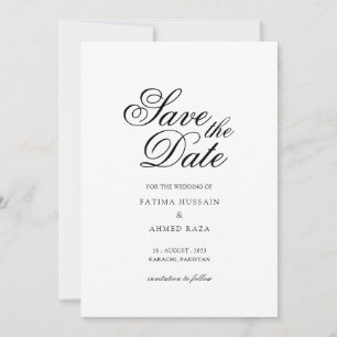 Minimaal wit script Muslim Save the Date Kaart
