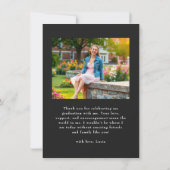 Minimaal wit script typografie Afstuderen Foto Bedankkaart (Achterkant)