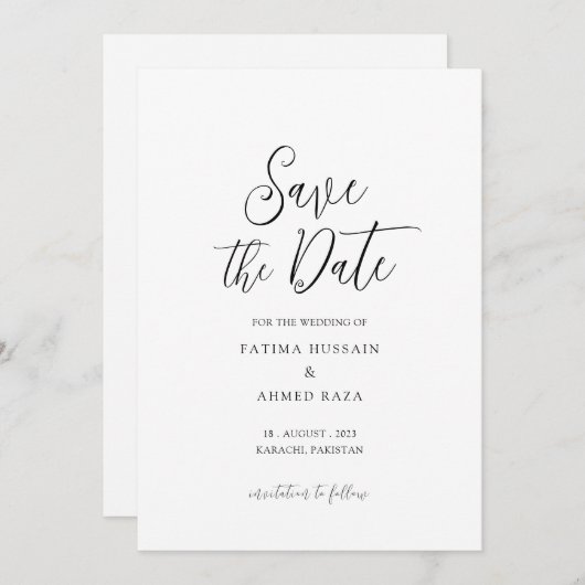 Minimaal Wit Stijlvol Moslim Save The Date Kaart (Voorkant / Achterkant)