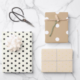 Minimaal wit tan polka dot inpakpapier vel