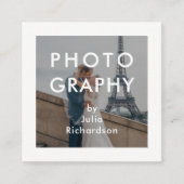 Minimaal wit | Twee foto's voor fotografen Vierkante Visitekaartje (Voorkant)
