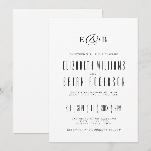 Minimaal wit | Uitnodiging tot weddenschappen (Voorkant / Achterkant)