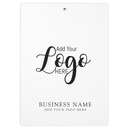 Minimaal Wit & Zwart Bedrijf Custom Logo Klembord (Achterkant)