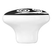 Minimaal wit zwart botanisch varenblad geïnspireer keramische knop (Zijkant)