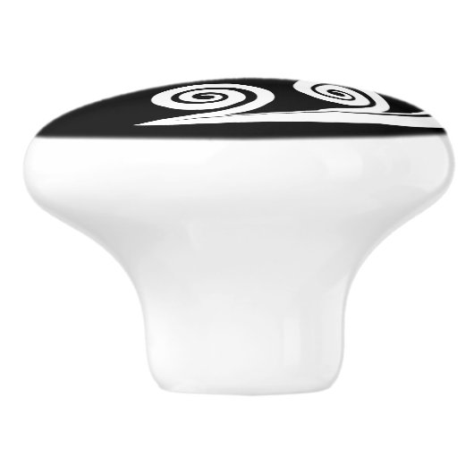 Minimaal wit zwart botanisch varenblad geïnspireer keramische knop (Zijkant)