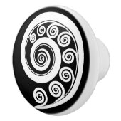 Minimaal wit zwart botanisch varenblad geïnspireer keramische knop (Rechts)