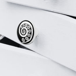 Minimaal wit zwart botanisch varenblad geïnspireer keramische knop