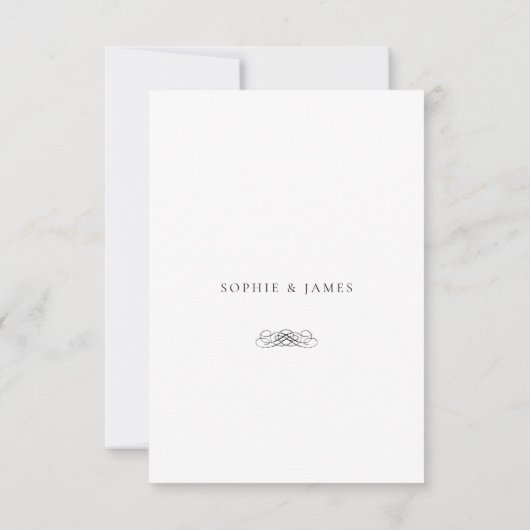 Minimaal Wit Zwart Bruiloft Details Behuizing Kaar Kaart (Achterkant)