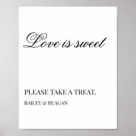 Minimaal wit zwart bruiloft gunsten teken poster