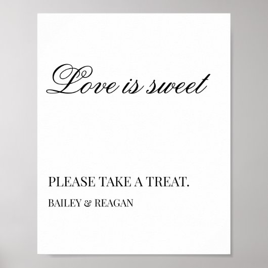 Minimaal wit zwart bruiloft gunsten teken poster (Voorkant)