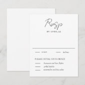 Minimaal Wit & Zwart Bruiloft RSVP Kaart (Voorkant / Achterkant)