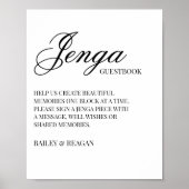 Minimaal Wit Zwart Trouwen Jenga Guestbook Sign Poster (Voorkant)
