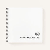 Minimaal wit zwart-wit vierkant grafiekpapier notitieboek (Voorkant)