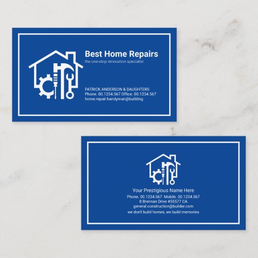 Minimaal Witte Lijst Handyman Tools Home Visitekaartje (Voorkant / Achterkant)