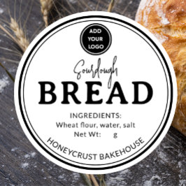 Minimaal Witte Logo Bakkerij Zuurdesembrood Sticke Ronde Sticker