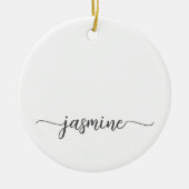 Minimaal Witte Meisjes Monogram Naam Script Keramisch Ornament (Voorkant)