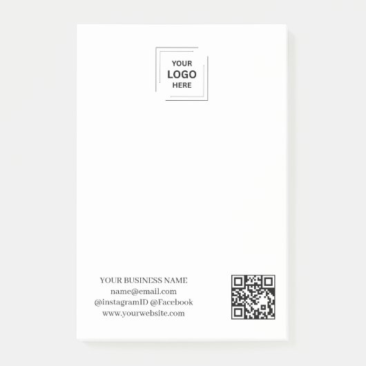 Minimaal Witte QR-merknoteontwerp Post-it® Notes (Voorkant)