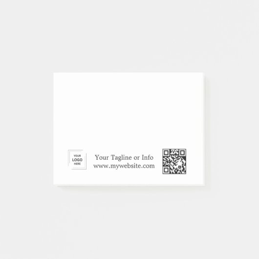 Minimaal Witte QR Zakelijk Logo Notitie Ontwerp Post-it® Notes (Voorkant)