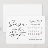 Minimaal Witte Script Opslagdatum Agenda Kaart (Voorkant / Achterkant)