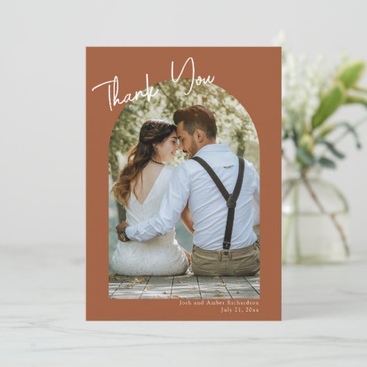 Minimaal woestijnthema terra cotta bedankt uw kaar kaart (Staand voorkant)