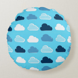 Minimaal Wolkenpatroon – Blauwe Lucht Vibes Rond Kussen