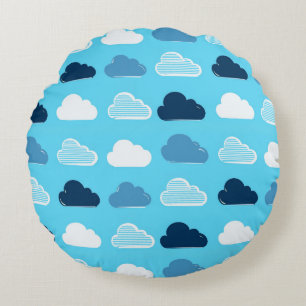 Minimaal Wolkenpatroon – Blauwe Lucht Vibes Rond Kussen
