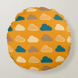 Minimaal wolkenpatroon – Oranje luchtstemming Rond Kussen