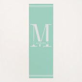 Minimaal zacht aqua en wit monogram yogamat (Voorkant)