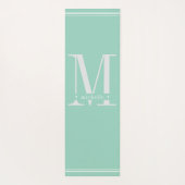 Minimaal zacht aqua en wit monogram yogamat (Achterkant)