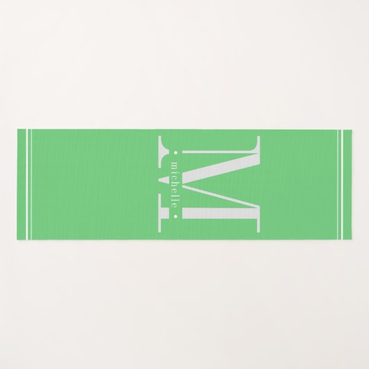 Minimaal Zacht Groen & Wit Monogram Yogamat (Voorkant (horizontaal))