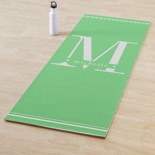 Minimaal Zacht Groen & Wit Monogram Yogamat