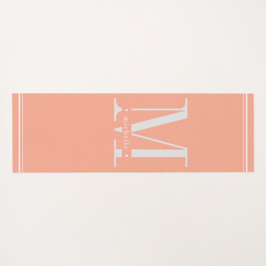 Minimaal zacht perzik- en witmonogram yogamat (Achterkant (horizontaal))
