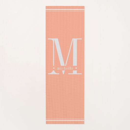 Minimaal zacht perzik- en witmonogram yogamat (Voorkant)