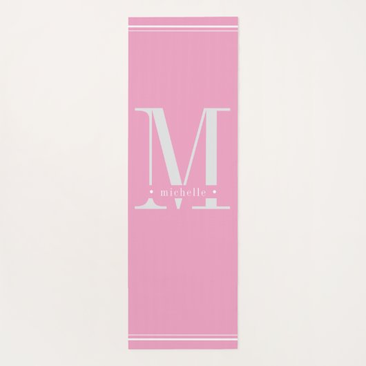 Minimaal Zacht Roze & Wit Monogram Yogamat (Achterkant)