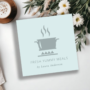 MINIMAAL ZACHTE BLAUWE GRAY POT MEAL CHEF CATERING VIERKANTE VISITEKAARTJE