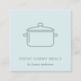 MINIMAAL ZACHTE BLAUWE GRAY POT MEAL CHEF CATERING VIERKANTE VISITEKAARTJE