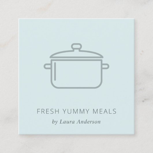 MINIMAAL ZACHTE BLAUWE GRAY POT MEAL CHEF CATERING VIERKANTE VISITEKAARTJE (Voorkant)