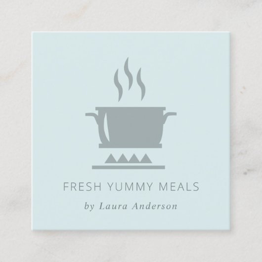 MINIMAAL ZACHTE BLAUWE GRAY POT MEAL CHEF CATERING VIERKANTE VISITEKAARTJE (Voorkant)