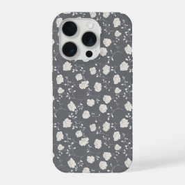 Minimaal zachte grijze roos witte bloemmotief iPhone 15 pro case