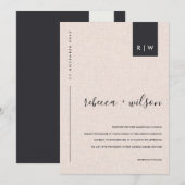 MINIMAAL ZFT BLUSH PINK LINEN TYPOGRAPHY WEDING KAART (Voorkant / Achterkant)