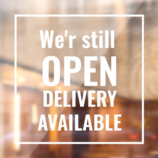 Minimaal zijn we nog steeds open, transparante Win Raamsticker (Vel 2)