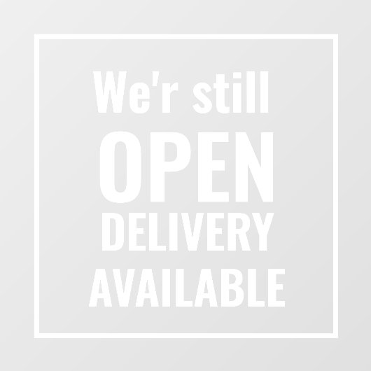 Minimaal zijn we nog steeds open, transparante Win Raamsticker (Vel)