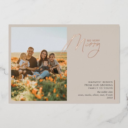 Minimaal zo vriendelijk beige Roos Gold Folie Feestdagenkaart (Voorkant)