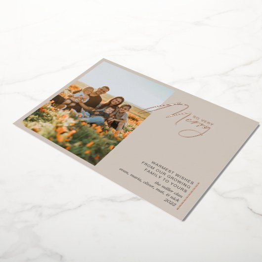 Minimaal zo vriendelijk beige Roos Gold Folie Feestdagenkaart (Gedraaid)