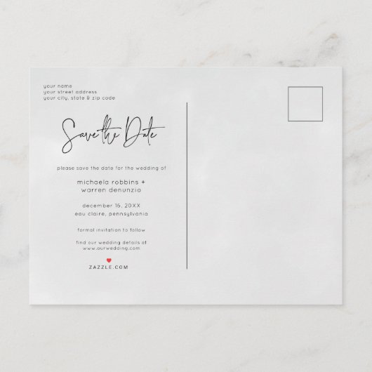 Minimaal Zonnestralen Foto Save the Date Ansichtka Aankondigingskaart (Achterkant)