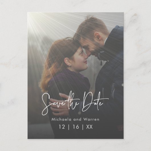 Minimaal Zonnestralen Foto Save the Date Ansichtka Aankondigingskaart (Voorkant)